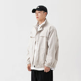 Unisex Jacket Stand Collar Workwear Jacket Loose Casual Jacket